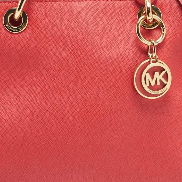 Pre Owned MICHAEL Michael Kors Red Leather Small Cynthia Satchel