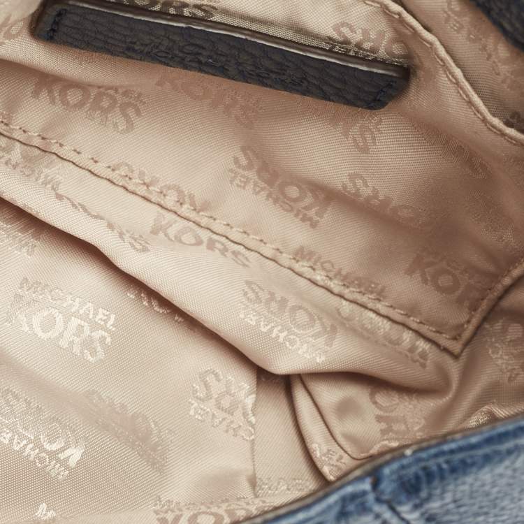 Pre Owned MICHAEL Michael Kors Navy Blue Leather Flap Crossbody Bag