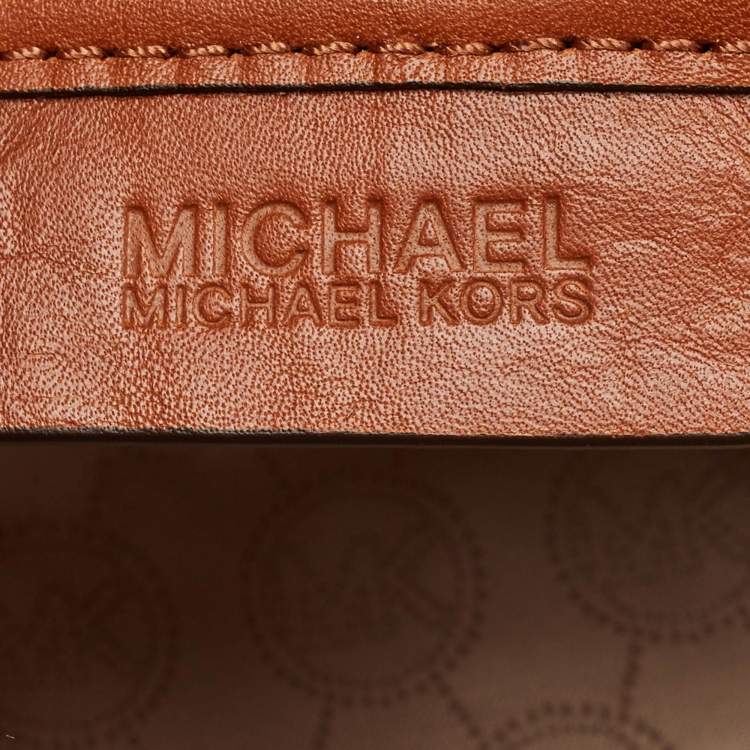 Pre Owned MICHAEL Michael Kors Brown Signature Coated Canvas And Leather Large Selma Tote