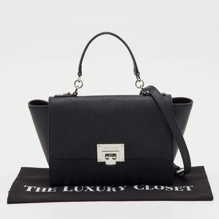 Pre Owned MICHAEL Michael Kors Black Saffiano Leather Callie Top Handle Bag