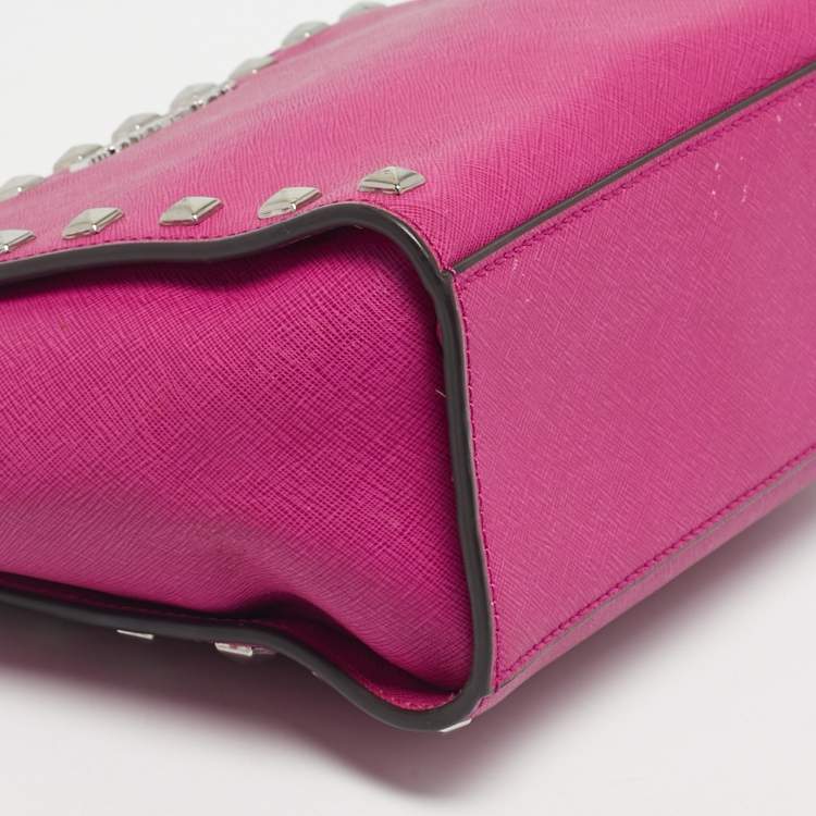 Pre Owned MICHAEL Michael Kors Fuchsia Leather Small Selma Crossbody Bag