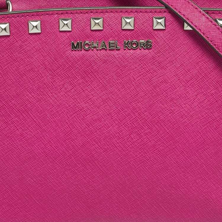 Pre Owned MICHAEL Michael Kors Fuchsia Leather Small Selma Crossbody Bag