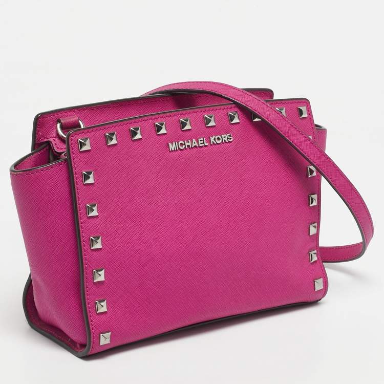 Pre Owned MICHAEL Michael Kors Fuchsia Leather Small Selma Crossbody Bag