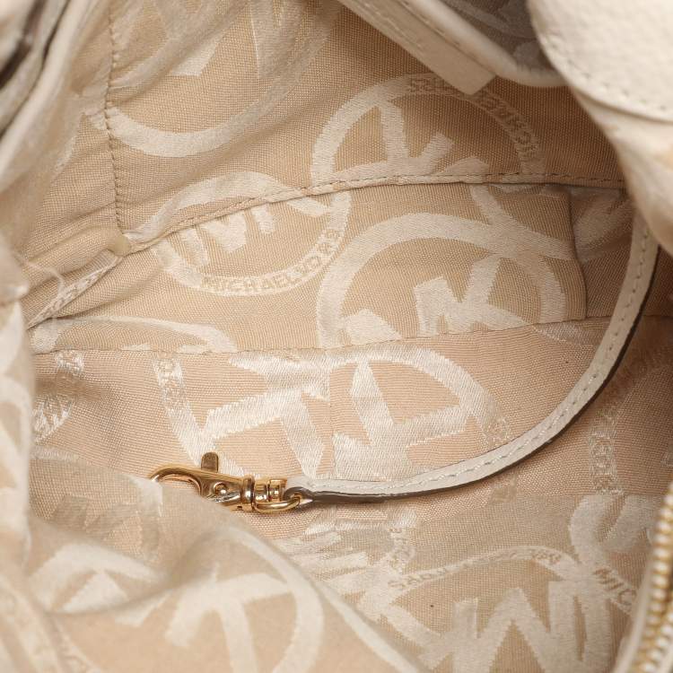 Pre Owned MICHAEL Michael Kors White Leather Fulton East West Tote