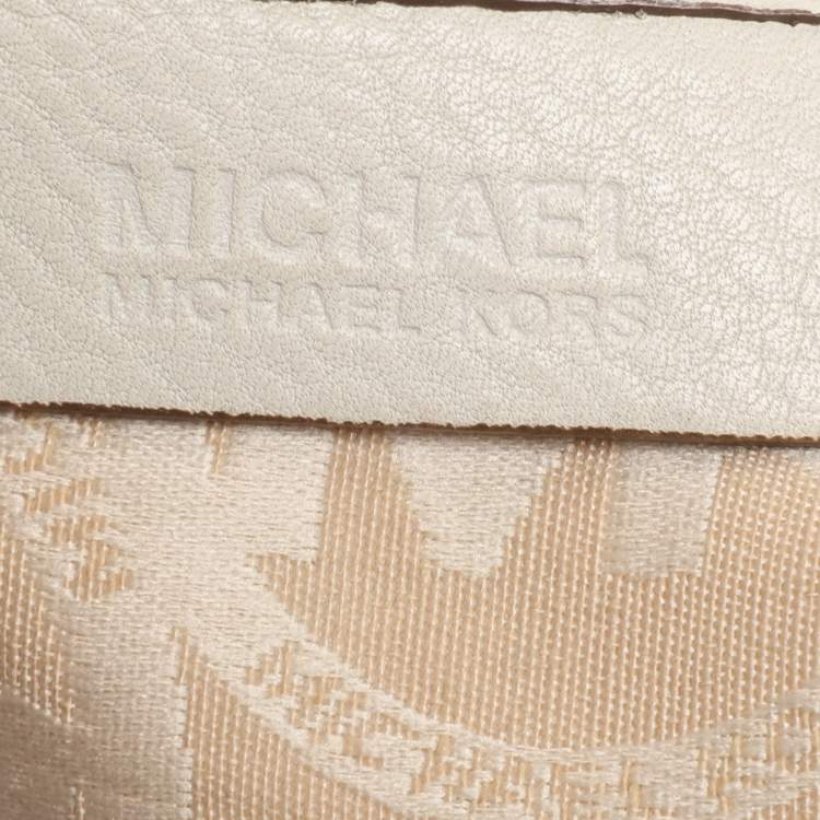 Pre Owned MICHAEL Michael Kors White Leather Fulton East West Tote