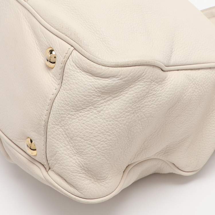 Pre Owned MICHAEL Michael Kors White Leather Fulton East West Tote