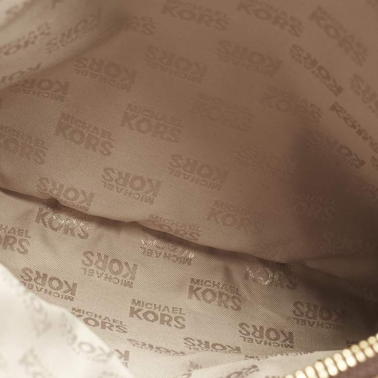 Pre Owned MICHAEL Michael Kors Brown Signature Coated Canvas Studded Abbey Backpack