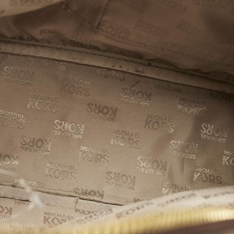 Pre Owned MICHAEL Michael Kors Brown Signature Coated Canvas Studded Abbey Backpack