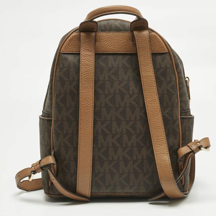 Pre Owned MICHAEL Michael Kors Brown Signature Coated Canvas Studded Abbey Backpack