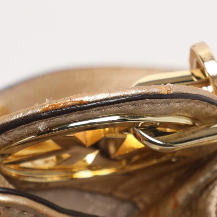 Pre Owned Michael Michael Kors Gold Leather Fulton Hobo