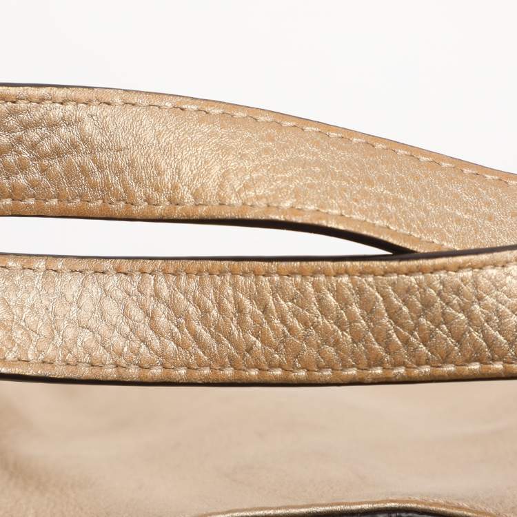 Pre Owned Michael Michael Kors Gold Leather Fulton Hobo