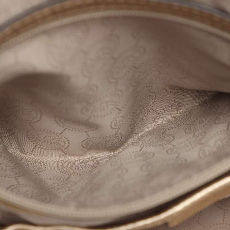 Pre Owned Michael Michael Kors Gold Leather Fulton Hobo