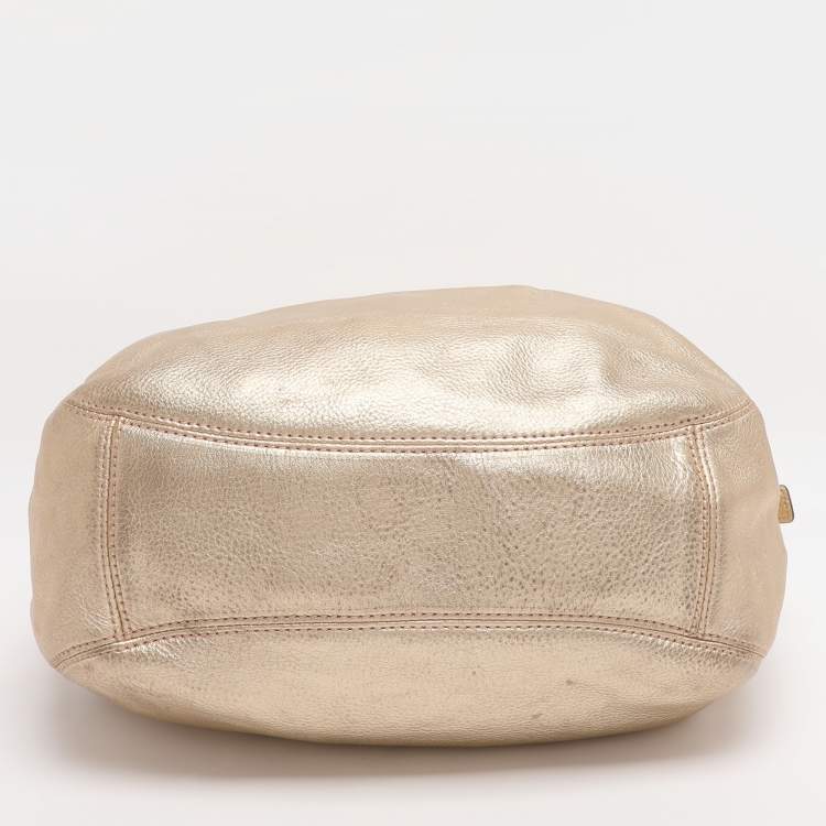 Pre Owned Michael Michael Kors Gold Leather Fulton Hobo