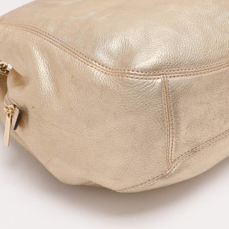 Pre Owned Michael Michael Kors Gold Leather Fulton Hobo