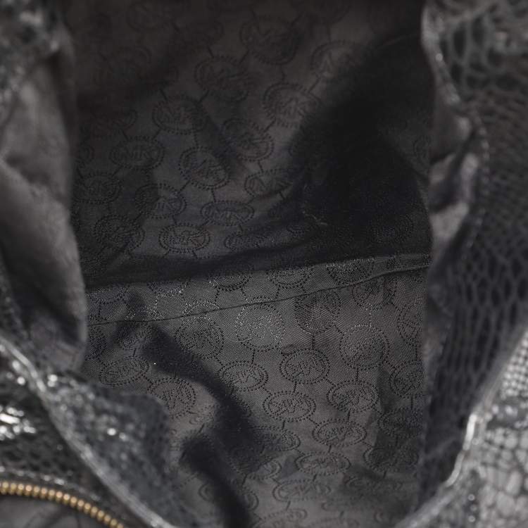 Pre Owned MICHAEL Michael Kors Black Python Effect Leather Fulton Hobo