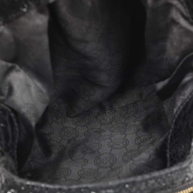 Pre Owned MICHAEL Michael Kors Black Python Effect Leather Fulton Hobo