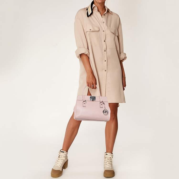 Pre Owned MICHAEL Michael Kors Light Pink Leather Astrid Satchel