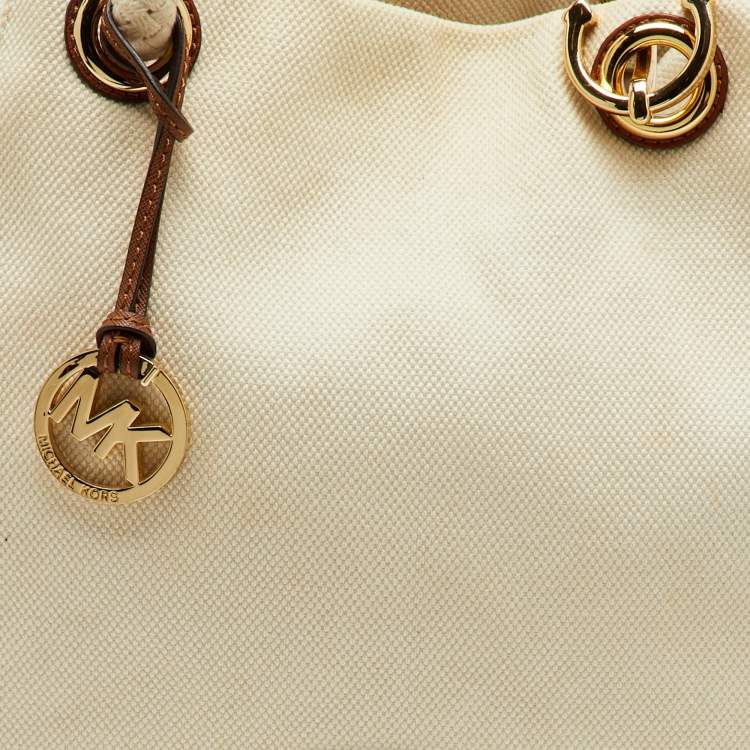 Pre Owned MICHAEL Michael Kors Off White Canvas Marina Anchor Rope Tote