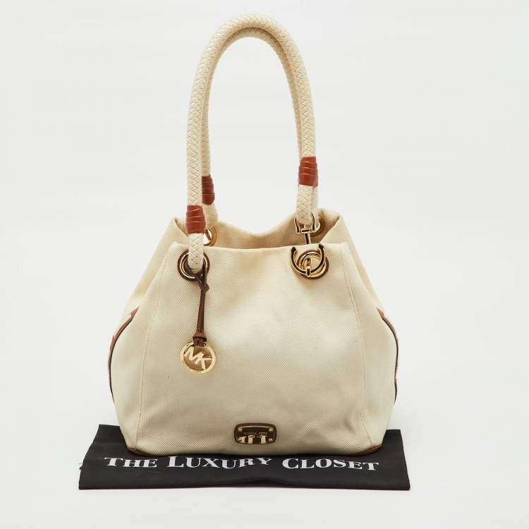 Pre Owned MICHAEL Michael Kors Off White Canvas Marina Anchor Rope Tote