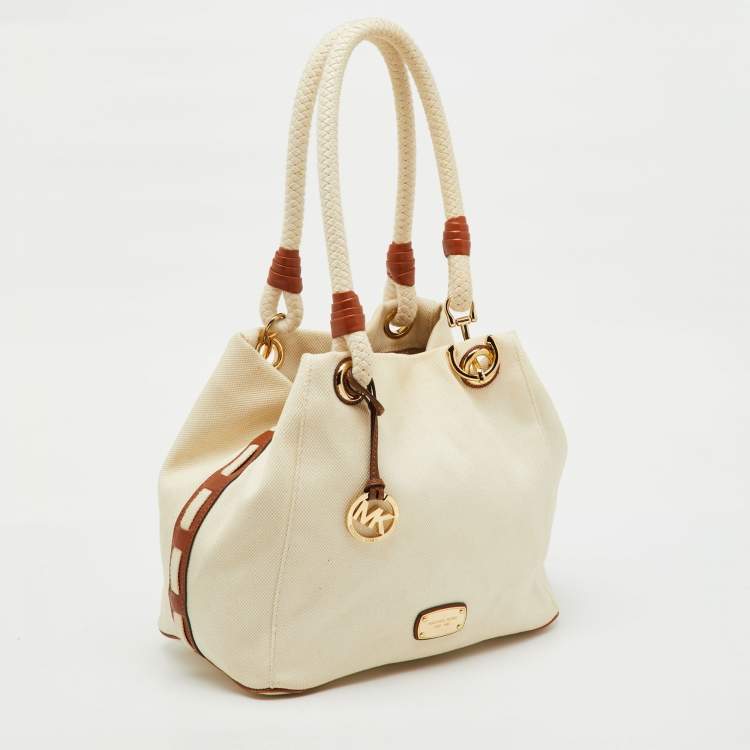 Pre Owned MICHAEL Michael Kors Off White Canvas Marina Anchor Rope Tote