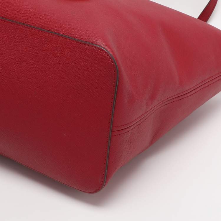 Pre Owned MICHAEL Michael Kors Red Saffiano Leather Large Jet Set Travel Tote