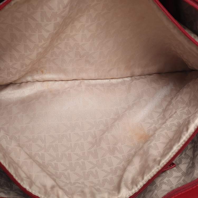 Pre Owned MICHAEL Michael Kors Red Saffiano Leather Large Jet Set Travel Tote