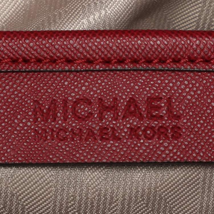 Pre Owned MICHAEL Michael Kors Red Saffiano Leather Large Jet Set Travel Tote
