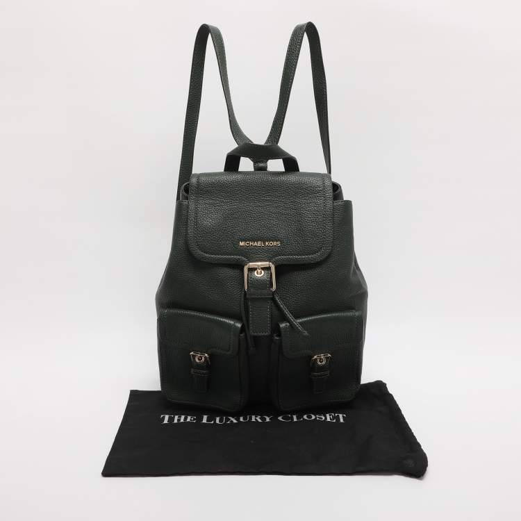 Pre Owned MICHAEL Michael Kors Green Leather Susie Drawstring Backpack