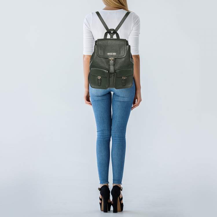 Pre Owned MICHAEL Michael Kors Green Leather Susie Drawstring Backpack