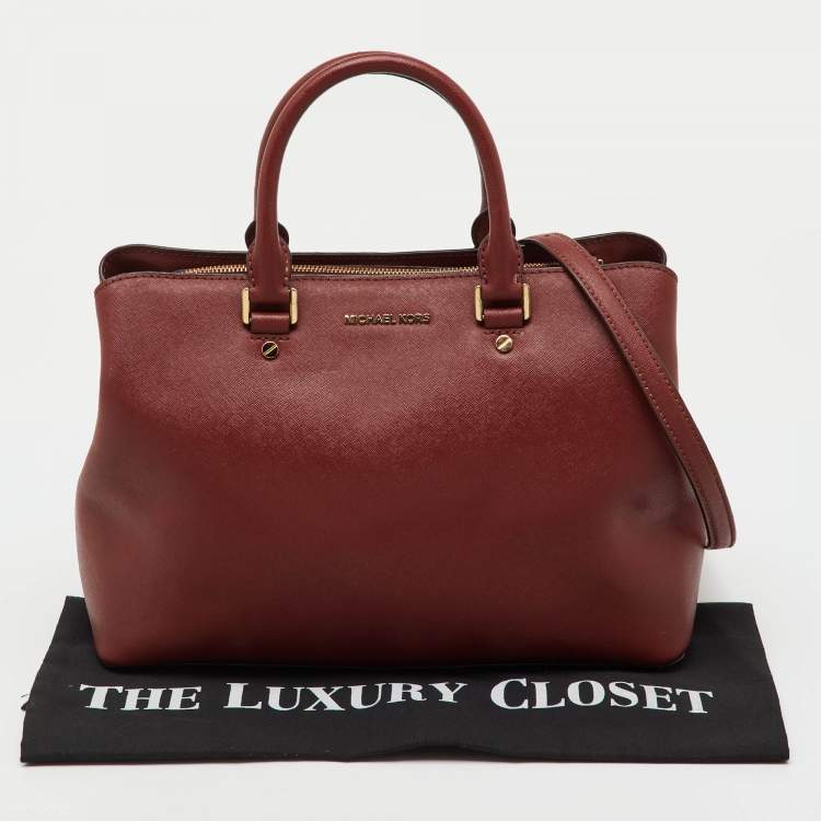 Pre Owned MICHAEL Michael Kors Brown Saffiano Leather Medium Savannah Satchel