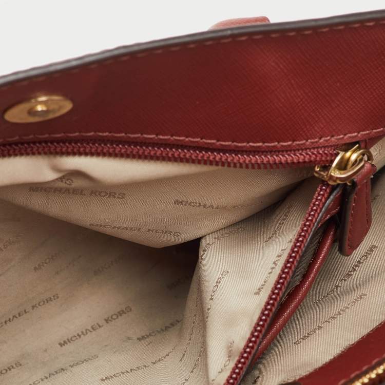 Pre Owned MICHAEL Michael Kors Brown Saffiano Leather Medium Savannah Satchel