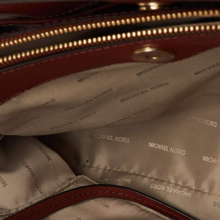 Pre Owned MICHAEL Michael Kors Brown Saffiano Leather Medium Savannah Satchel