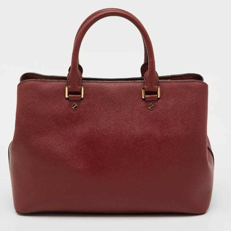 Pre Owned MICHAEL Michael Kors Brown Saffiano Leather Medium Savannah Satchel