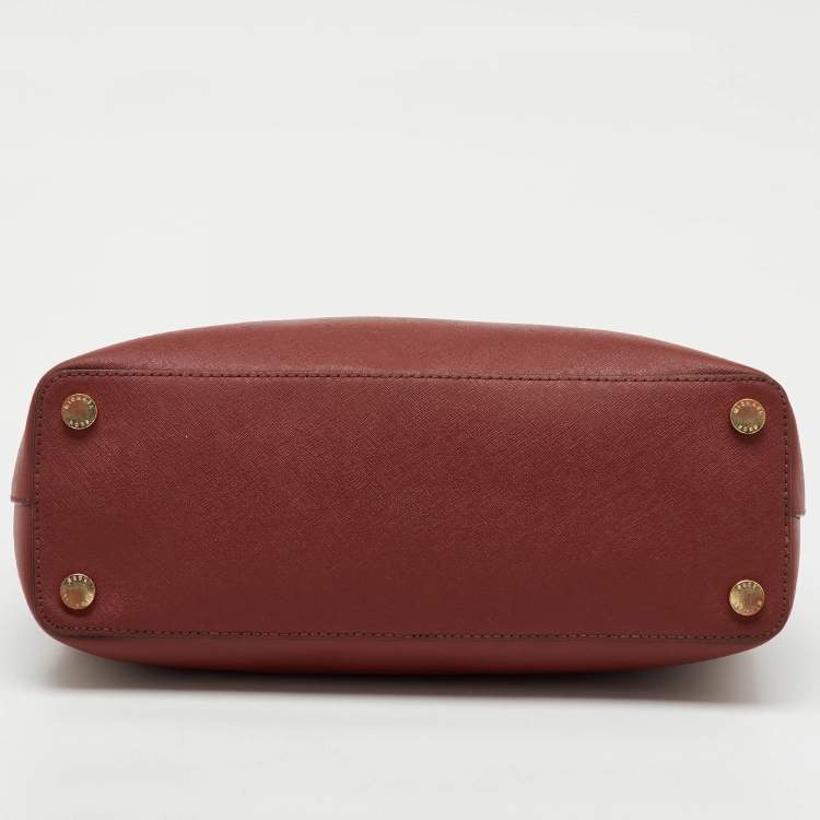 Pre Owned MICHAEL Michael Kors Brown Saffiano Leather Medium Savannah Satchel