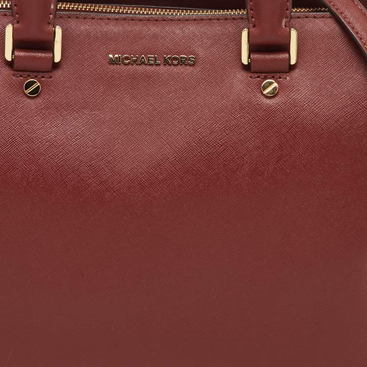 Pre Owned MICHAEL Michael Kors Brown Saffiano Leather Medium Savannah Satchel