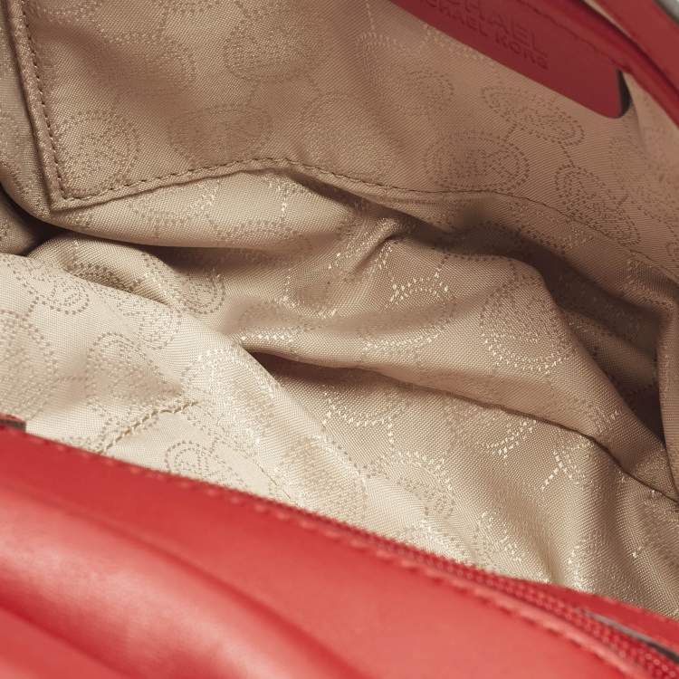 Pre Owned MICHAEL Michael Kors Marlow Small Red Leather Top Handle Bag