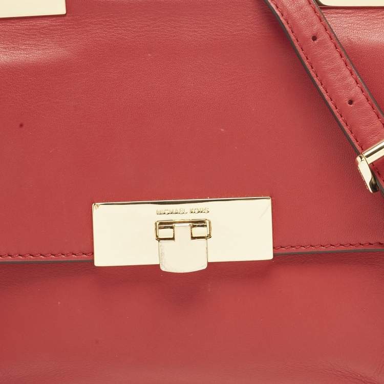 Pre Owned MICHAEL Michael Kors Marlow Small Red Leather Top Handle Bag