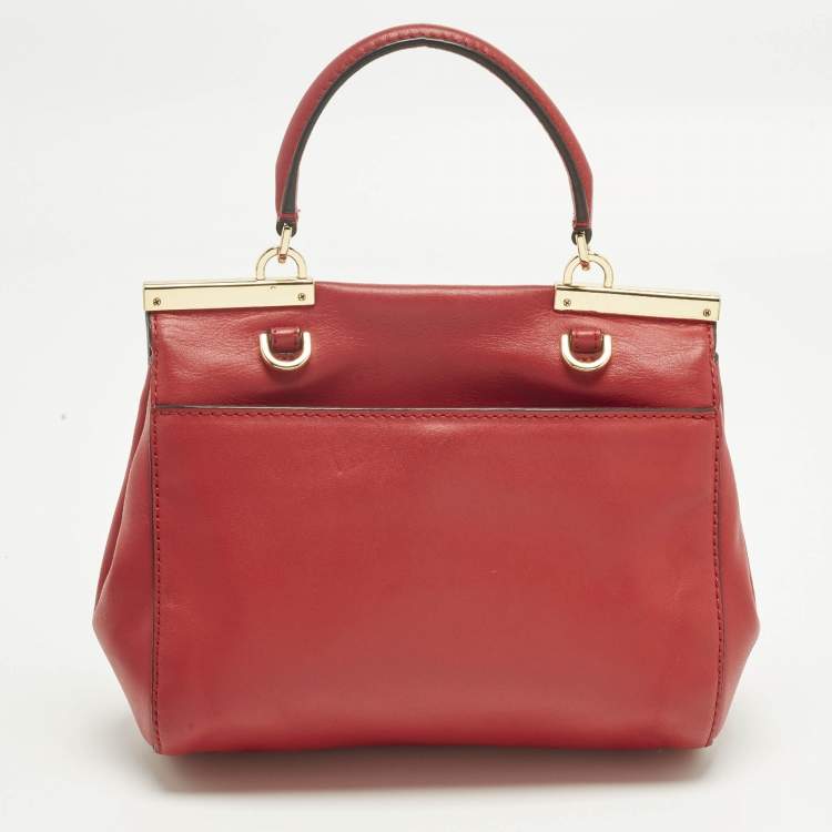 Pre Owned MICHAEL Michael Kors Marlow Small Red Leather Top Handle Bag