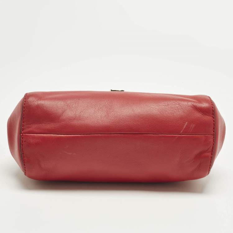 Pre Owned MICHAEL Michael Kors Marlow Small Red Leather Top Handle Bag