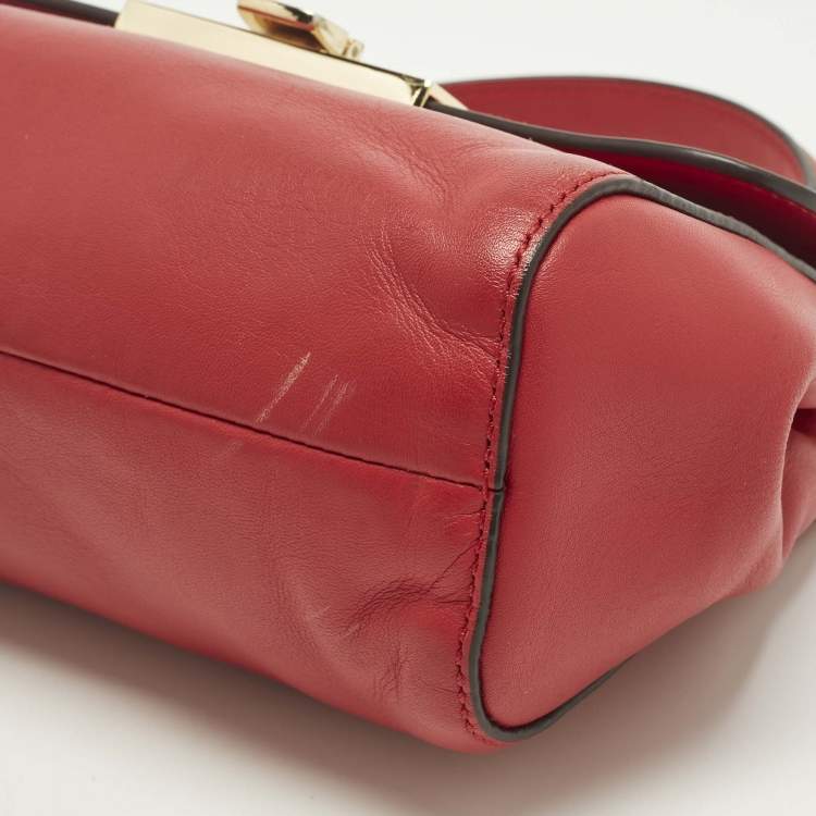 Pre Owned MICHAEL Michael Kors Marlow Small Red Leather Top Handle Bag