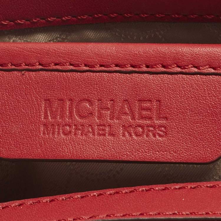Pre Owned MICHAEL Michael Kors Marlow Small Red Leather Top Handle Bag