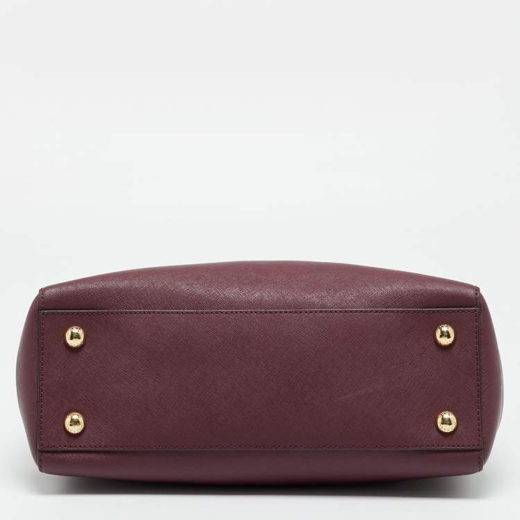مملوكة مسبقًا MICHAEL Michael Kors Cynthia Medium Burgundy Leather Tote