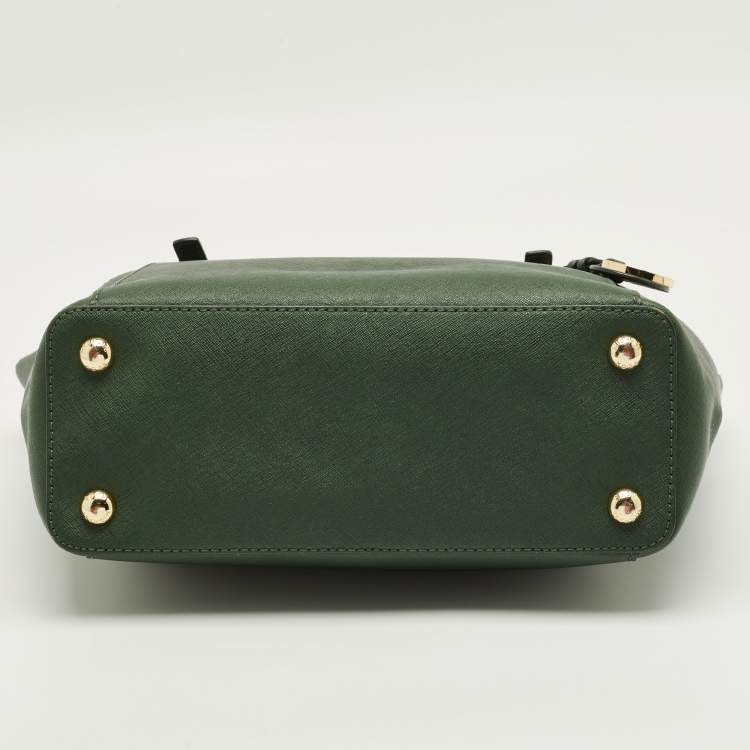 Pre Owned MICHAEL Michael Kors Green Leather Jet Set Top Zip Tote