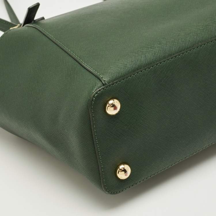 Pre Owned MICHAEL Michael Kors Green Leather Jet Set Top Zip Tote