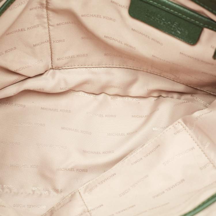 Pre Owned MICHAEL Michael Kors Green Leather Jet Set Top Zip Tote