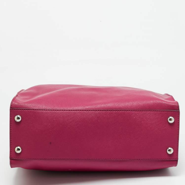 Pre Owned حقيبة يد مايكل مايكل كورس نورث ساوث كبيرة جلد أرجوانية هاملتون