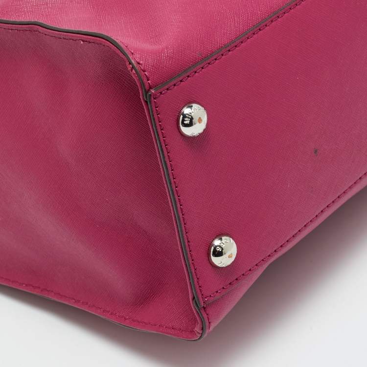 Pre Owned حقيبة يد مايكل مايكل كورس نورث ساوث كبيرة جلد أرجوانية هاملتون