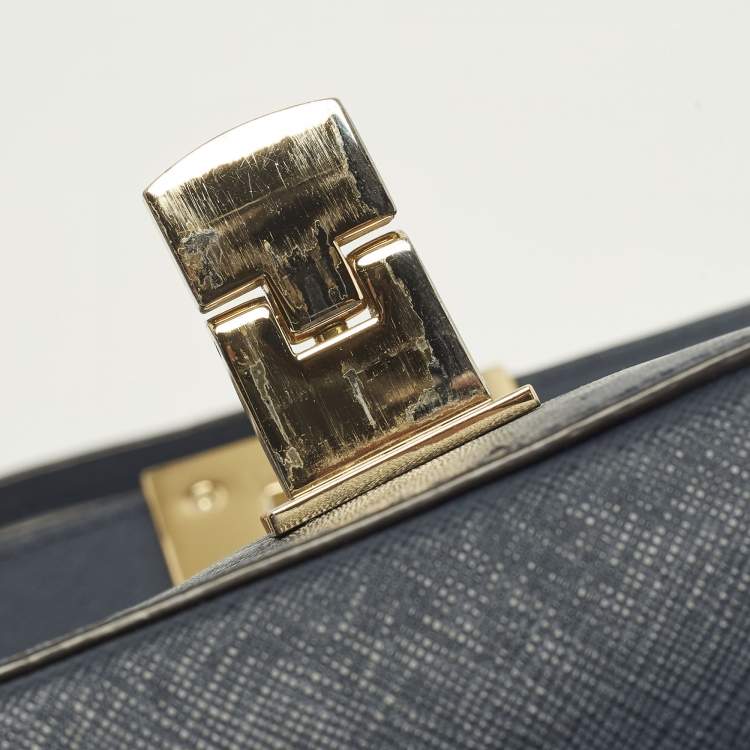 Pre Owned MICHAEL Michael Kors Tina Navy Blue Leather Crossbody Bag