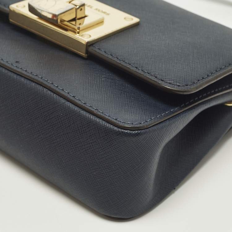 Pre Owned MICHAEL Michael Kors Tina Navy Blue Leather Crossbody Bag