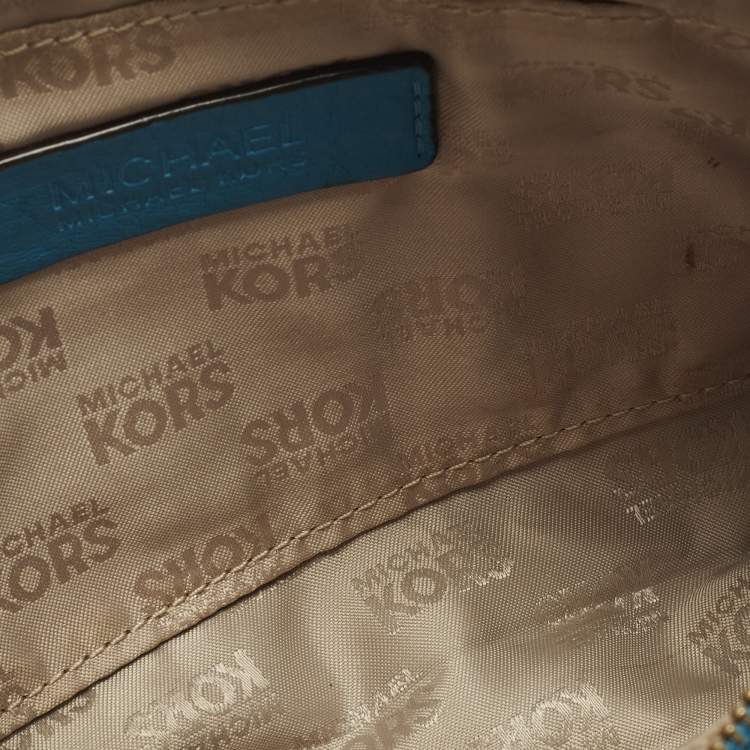 مملوكة مسبقًا MICHAEL Michael Kors Logo Blue Leather Wristlet Clutch